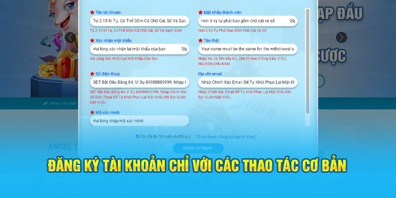 Đăng ký tài khoản chỉ với các thao tác cơ bản